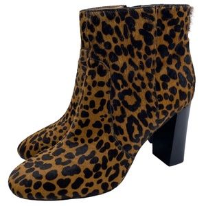 Banana Republic Bootie Real Calf Hair Leather Leopard Print Ankle Heeled Size 9
